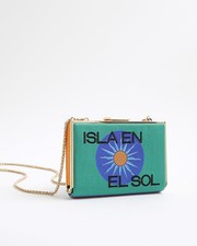 River Island Womens Clutch Bag Green Atlas Isla En Sol Box Detachable Chain