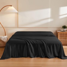 Silk Flat Sheet 6A+ Top 100% Pure Mulberry Silk Bed Sheet Luxury Ultra Soft B...