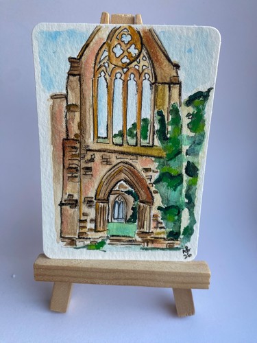 Aceo original tintern abbey - aceo,