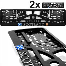 2x Black Number Plate Surrounds Holder Chrome SCOTLAND gel SCO Flag Coat of Arms
