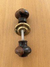 Vintage Original Pair Of Ebonised Door Knobs/Handles With Brass Back Plate