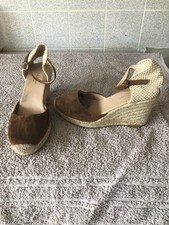 lk bennett Tan Suede Wedge Heel Shoes Sandals Size Uk 3 Euro 36