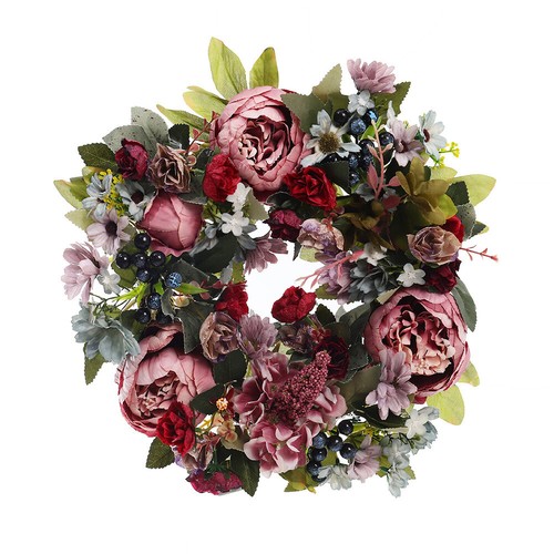 Artificial peony flower wreath - artificial,