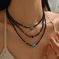 Beaded necklace boho seeds - necklace,