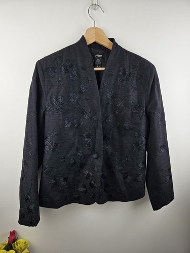 Black embroidered jacket - black,