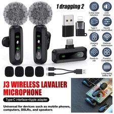 Wireless Lavalier Microphone Clip on Audio Video Mic Live Vlog for Mobile Phone