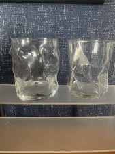 2 Fancy Glass Tumblers 1 Marked Bormioli Rocco 