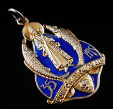 Sterling Silver Enamel Glasgow Corporation Trams Pocket Watch Fob Medal 1934