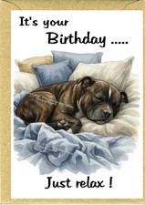 Staffordshire Bull Terrier Dog Staffie (4"x 6") Birthday Card with blank inside