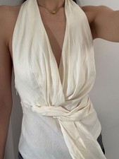 zara white ecru halterneck backless top