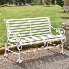 Ex-display Cream Two Seater Outdoor Traditional Metal Garden Patio Park Bench