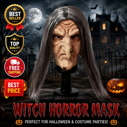 Halloween witch mask white - witch,