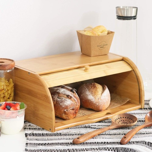 Bamboo roll top bread bin - bread,