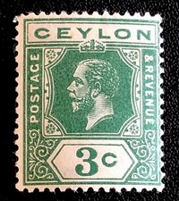 Ceylon 1917 stamp three - ceylon, stamp-three