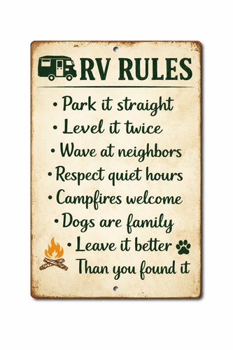 Rules metal sign 8x12 - rules,