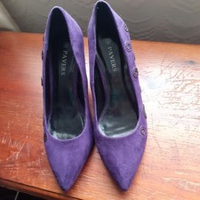 New Unworn Pavers Purple Suede Embelished Court Shoes Size 3