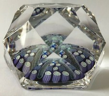 Vintage Whitefriars Faceted Millefiori Design Paperweight 1976