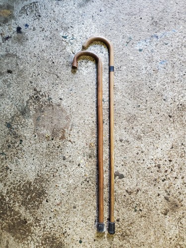 Vintage wooden crook handle - 2x,