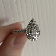 1/2ct Diamond Pear Shaped Cluster Ring 9ct White Gold Size L