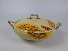 Myott & Co Hand Painted Covered Tureen Art Deco Vintage Porcelain Serving Bowl