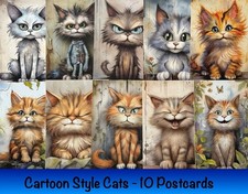 Cats Cartoon Style Postcards -