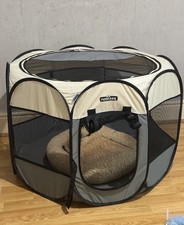 Foldable Pet Playpen Dog Cat Tent Soft Kennel grey 32.3x32.3x22.8in