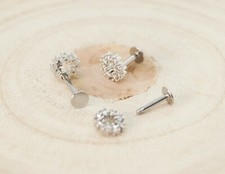 Multi Star Hollow Tragus Labret Crystal Gem Helix Bar Cartilage Earring Flat End