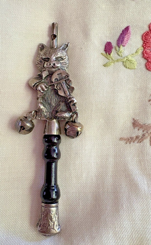 Antique silver plated cat - cat, &