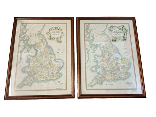 Pair vintage hampton hunt - hampton, maps