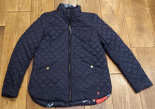 Joules Highgrove navy blue quilted coat jacket reversible size 12 NEW