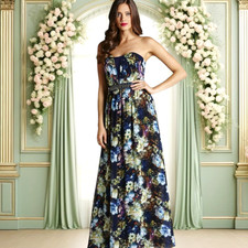 £95 LITTLE MISTRESS SZE 10 GREEN BLUE FLORAL MAXI DRESS CHRISTMAS PARTY WEDDING