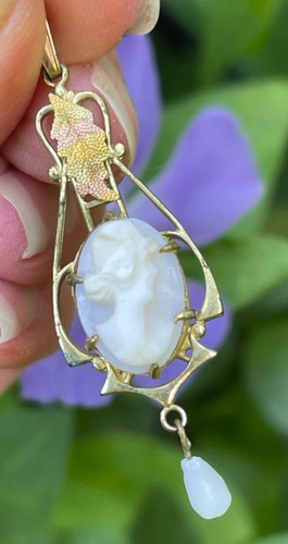 Antique lavalier pendant pearl - antique,
