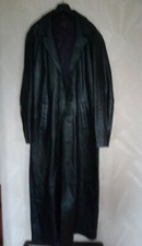 SARDAR Men's Leather Long Coat Goth Matrix Cosplay steampunk Medium Black