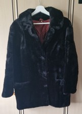 Vintage Faux Fur Women's Coat,Medium Length By Nairn Dunbar In Ex. Con. Black