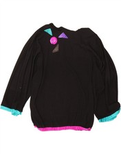 VINTAGE Womens Oversized Batwing Boat Neck Jumper Sweater UK 18 XL Black DR91