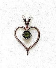 Genuine moldavite silver heart