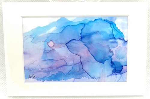 Ink painting blue abstract - painting,