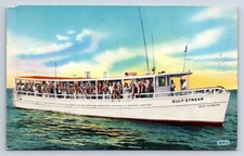 VTG Postcard Pensacola FL Deep Sea Fishing Motor Vessels Boat Golf Stream Ad G12