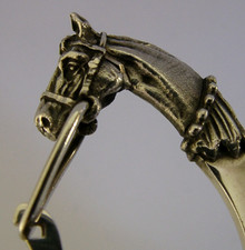 LONDON 1988 STERLING SILVER HORSE KEY RING HUNTING RIDING ANIMAL