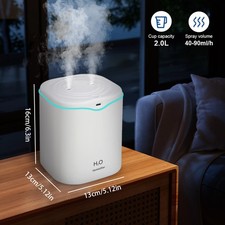 2L Air Purifier Humidifier Home Double Spray Port Cool Mist Diffuser White