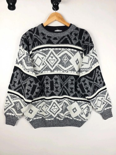Vintage aztec knit jumper - jumper, mens