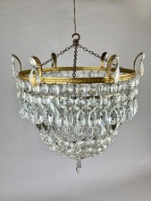 VERY BEAUTIFUL VINTAGE EDWARDIAN CUT GLASS CHANDELIER ELECTROLIER PENDANT LIGHT