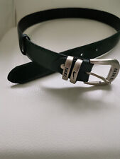 Ladies Nike Logo, Green Leather Belt. Length 35 inches Small.