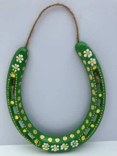 Hand painted metal horseshoe - hand-painted,
