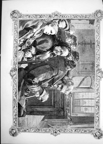 Original old antique print - old,