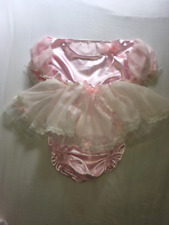 ALL Sizes £110 sissy Romper Dress in Pink satin chiffon CD TV abdl ddlg