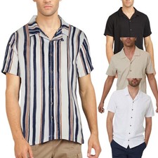 Mens Cuban Collar Shirt Retro