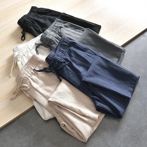 Mens cotton linen trousers - cotton,