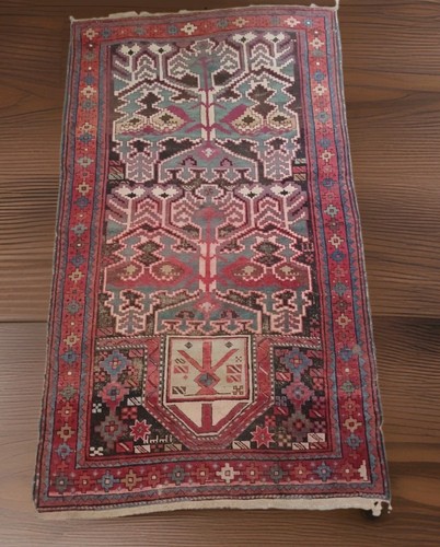 Antique vintage old wool rug