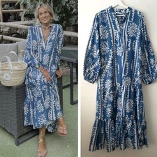 Zara Teal White Summer Kaftan